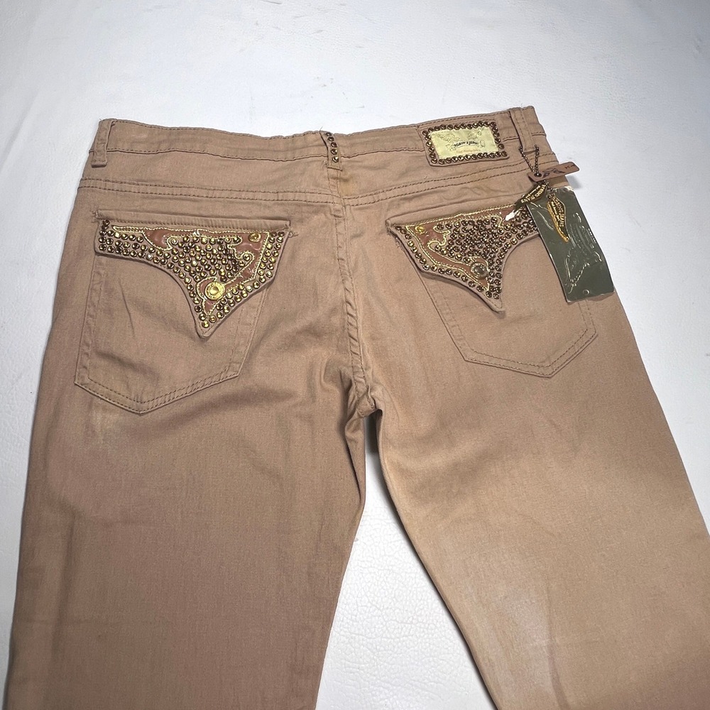 Robins Jean Women Pants 34 Taupe Slim Bootcut Studded USA MSRP $498 New Defects - Picture 15 of 16
